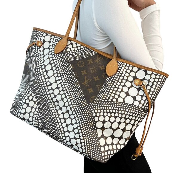 LOUIS VUITTON Vintage Monogram Neverfull MM Yayoi Kusama Tote Bag Dots [106029] - Picture 1 of 13